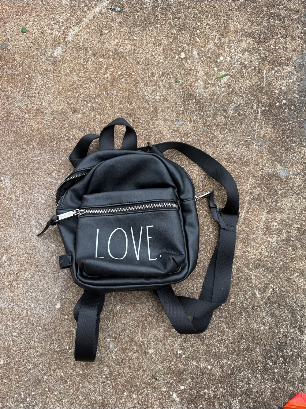 Rae Dunn LOVE Black Mini Backpack Sling Bag.